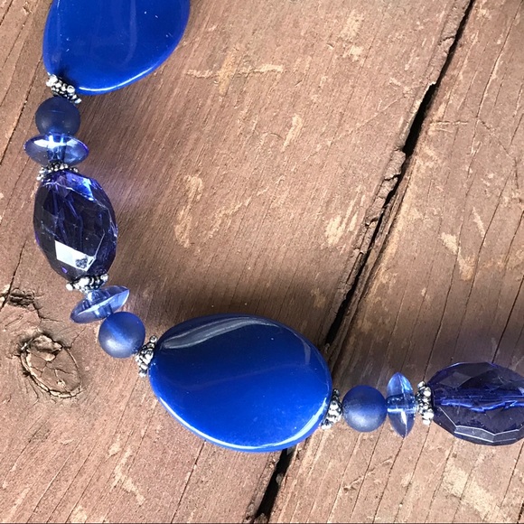 Vintage Cobalt Blue Beaded Necklace 11” - Picture 4 of 12